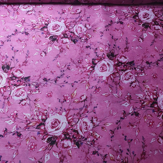 Digital Floral Print Muslin Polyester Soft Dress Drape Craft Fabric 44" By Meter (Design 16)