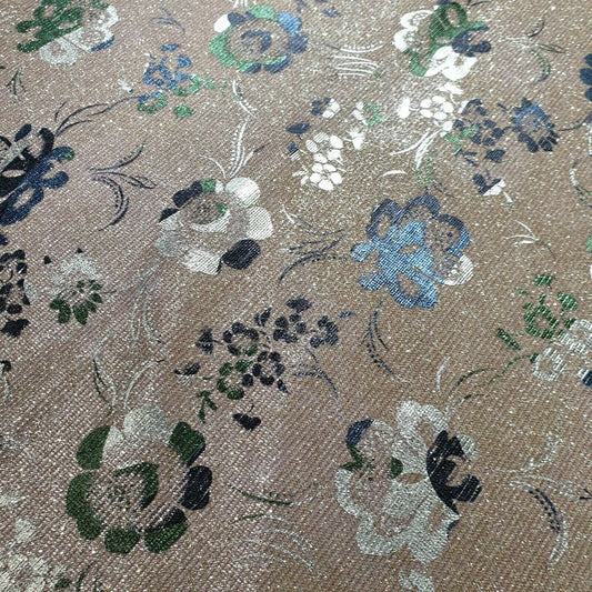 Pfirsichschimmernder Mondlicht-Blumendruck, glänzender Stretch-Glitzer-Nylon-Hintergrundstoff, 147,3 cm