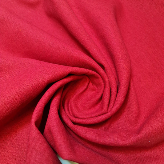 Red Soft Linen Look Khadi Cotton Viscose Fabric Dress Material 15 Colours 52" wide by the Meter