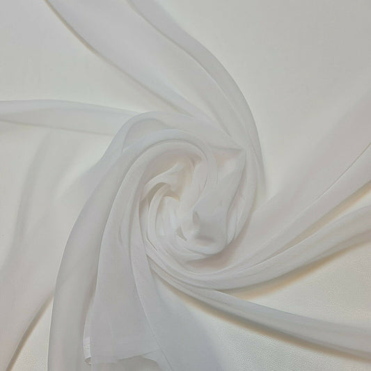 White Plain Chiffon Fabric Sheer Dress Craft Costume Material 44" By The Meter