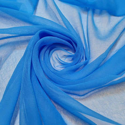 100 % Polyester, Mooskrepp-Chiffon, durchsichtig, mit Dekor, für drapierte Kleider, 111,8 cm (Eisvogel)