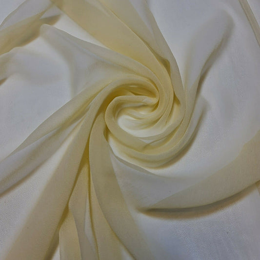100 % Polyester, Mooskrepp-Chiffon, durchsichtig, mit Dekor, für drapierte Kleider, 111,8 cm (Zitronengelb)