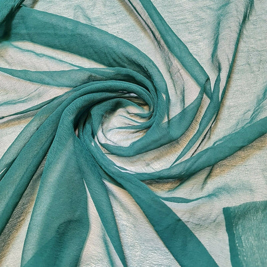 100 % Polyester, Mooskrepp-Chiffon, durchsichtig, mit Dekor, für drapierte Kleider, 111,8 cm (Jade)