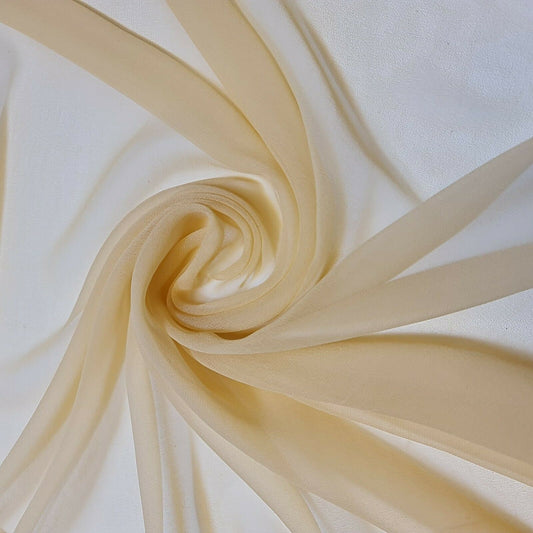 Beige Gold Plain Chiffon Fabric Sheer Dress Craft Costume Material 44" By The Meter