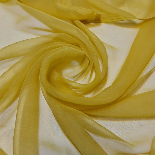 Mustard Plain Chiffon Fabric Sheer Dress Craft Costume Material 44" By The Meter
