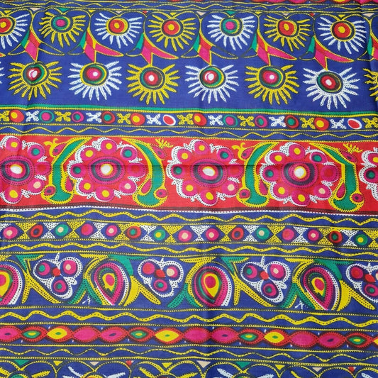 Baumwolle Indischer Ethnischer Rajasthani-Druck Suzani Rangoli Boho Banjara Stoff 44" (Druck 2)
