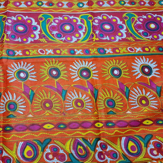 Baumwolle Indischer Ethnischer Rajasthani-Druck Suzani Rangoli Boho Banjara Stoff 44" (Druck 3)