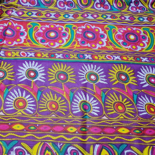 Baumwolle Indischer Ethnischer Rajasthani-Druck Suzani Rangoli Boho Banjara Stoff 44" (Druck 4)