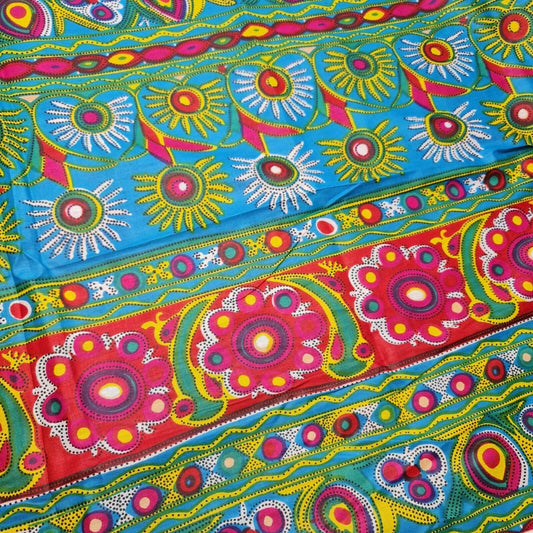 Baumwolle Indischer Ethnischer Rajasthani-Druck Suzani Rangoli Boho Banjara Stoff 44" (Druck 6)