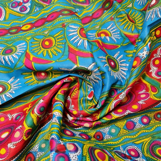 Baumwolle Indischer Ethnischer Rajasthani-Druck Suzani Rangoli Boho Banjara Stoff 44" (Druck 6)