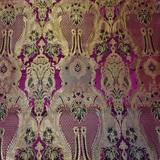 CERISE PINK Floral Brocade Jacquard Banarasi Fabric – 44” Wide – Indian Dress, Craft, Costume & Curtain Material (By the Meter)