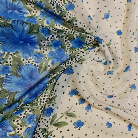 Summer Printed Polyester Crepe Georgette Sheer Chiffon Summer Dress Fabric 44"(Design 1)