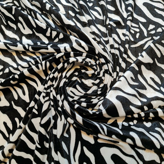 Animal Print Zebra Velour Velvet Spandex Fabric Dress Craft Costume Material 58" By Meter