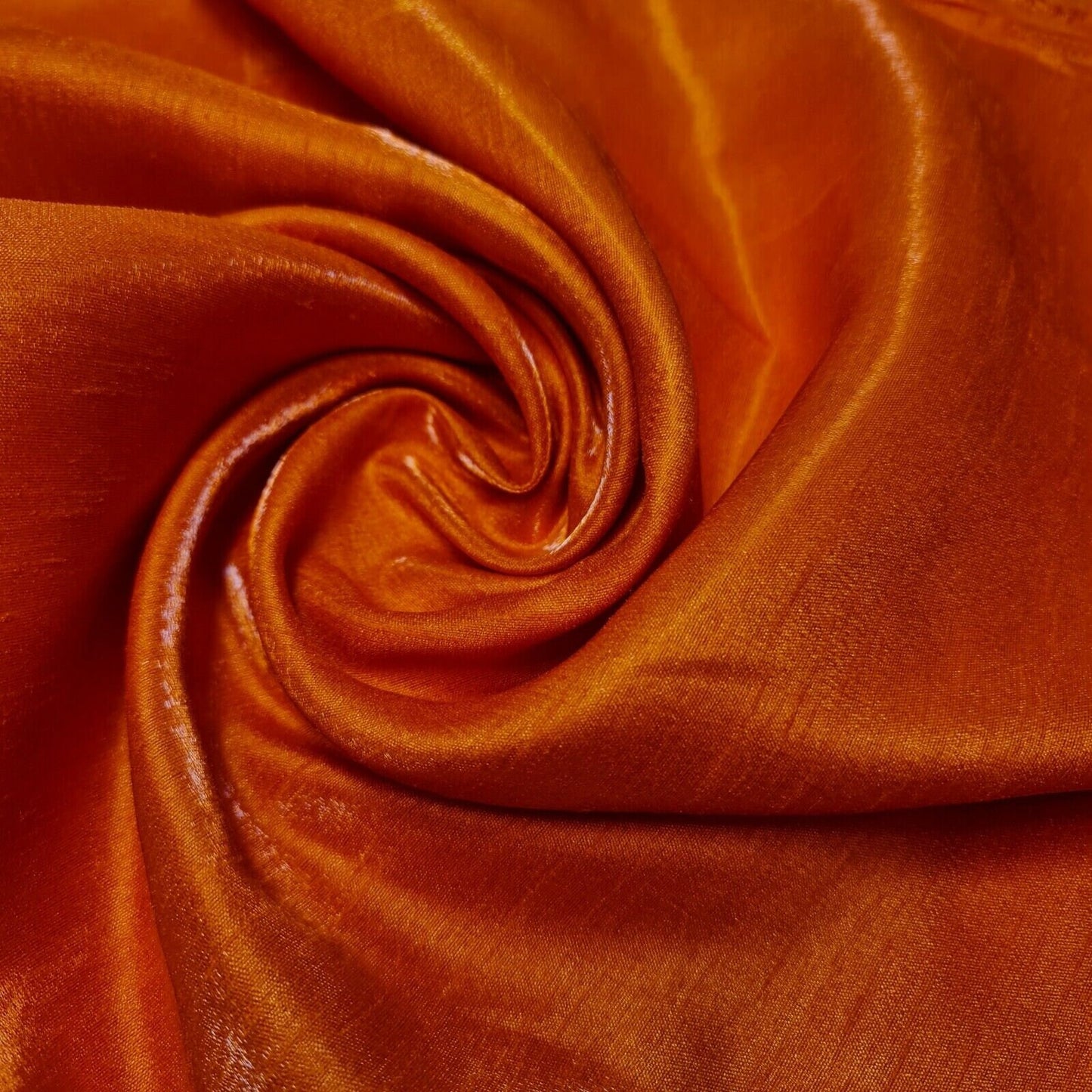 Plain Poly Faux Dupion Raw Silk Satin Finish Dress Craft Patchwork Fabric 44" (Orange)