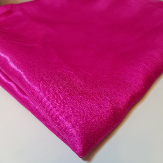 Plain Poly Faux Dupion Raw Silk Satin Finish Dress Craft Patchwork Fabric 44" (Fuchsia)