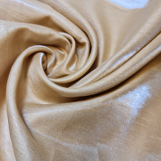 Plain Poly Faux Dupion Raw Silk Satin Finish Dress Craft Patchwork Fabric 44" (Gold)