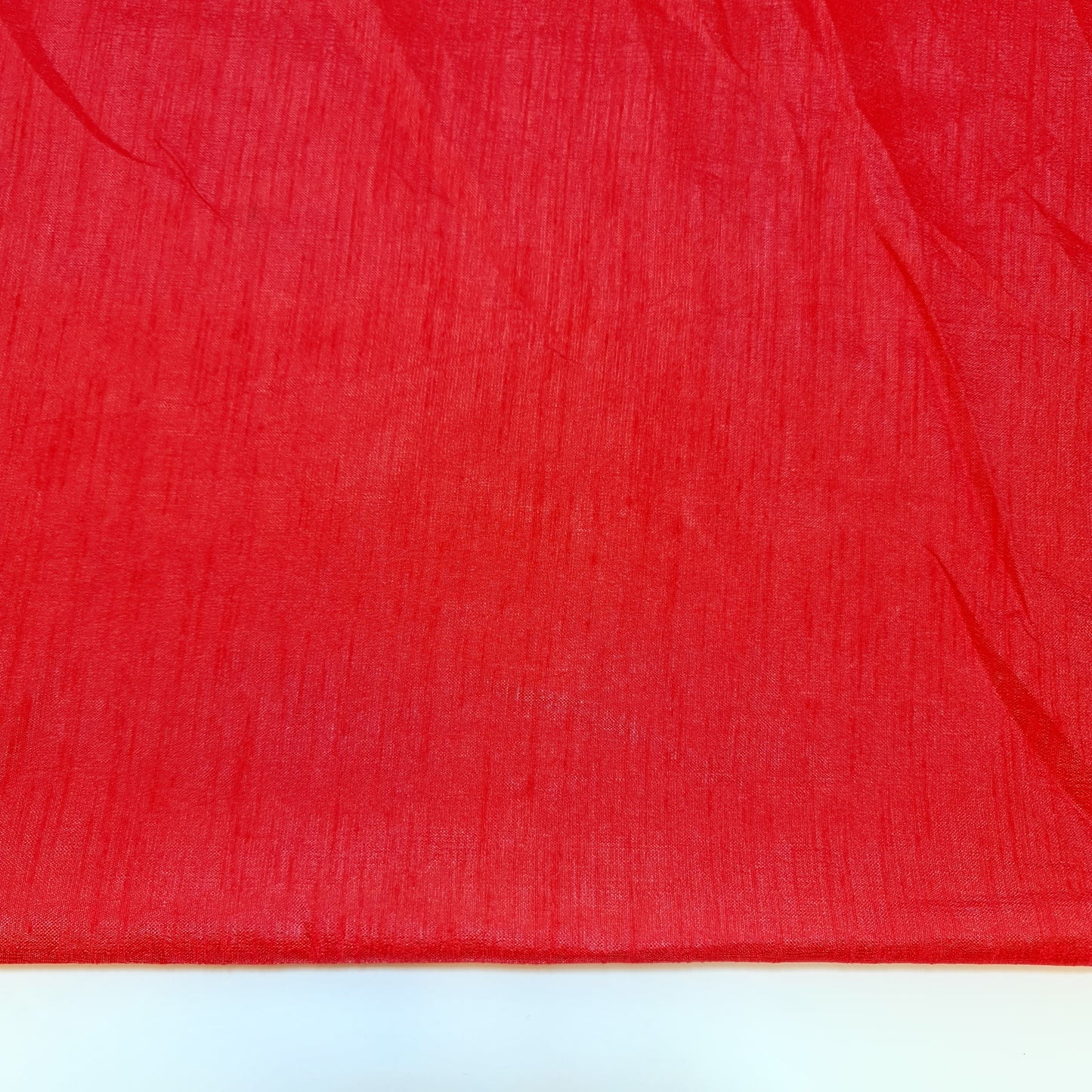 Plain Poly Faux Dupion Raw Silk Satin Finish Dress Craft Patchwork Fabric 44" (Tomato Red)