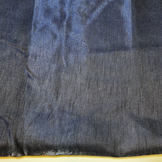 Dark Navy Faux Dupion Raw Polyester Silk Plain Dyed Slub Shot Fabric Craft 44" By Meter