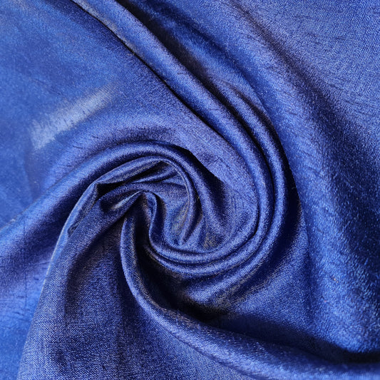 Plain Poly Faux Dupion Raw Silk Satin Finish Dress Craft Patchwork Fabric 44" (Dark Navy)