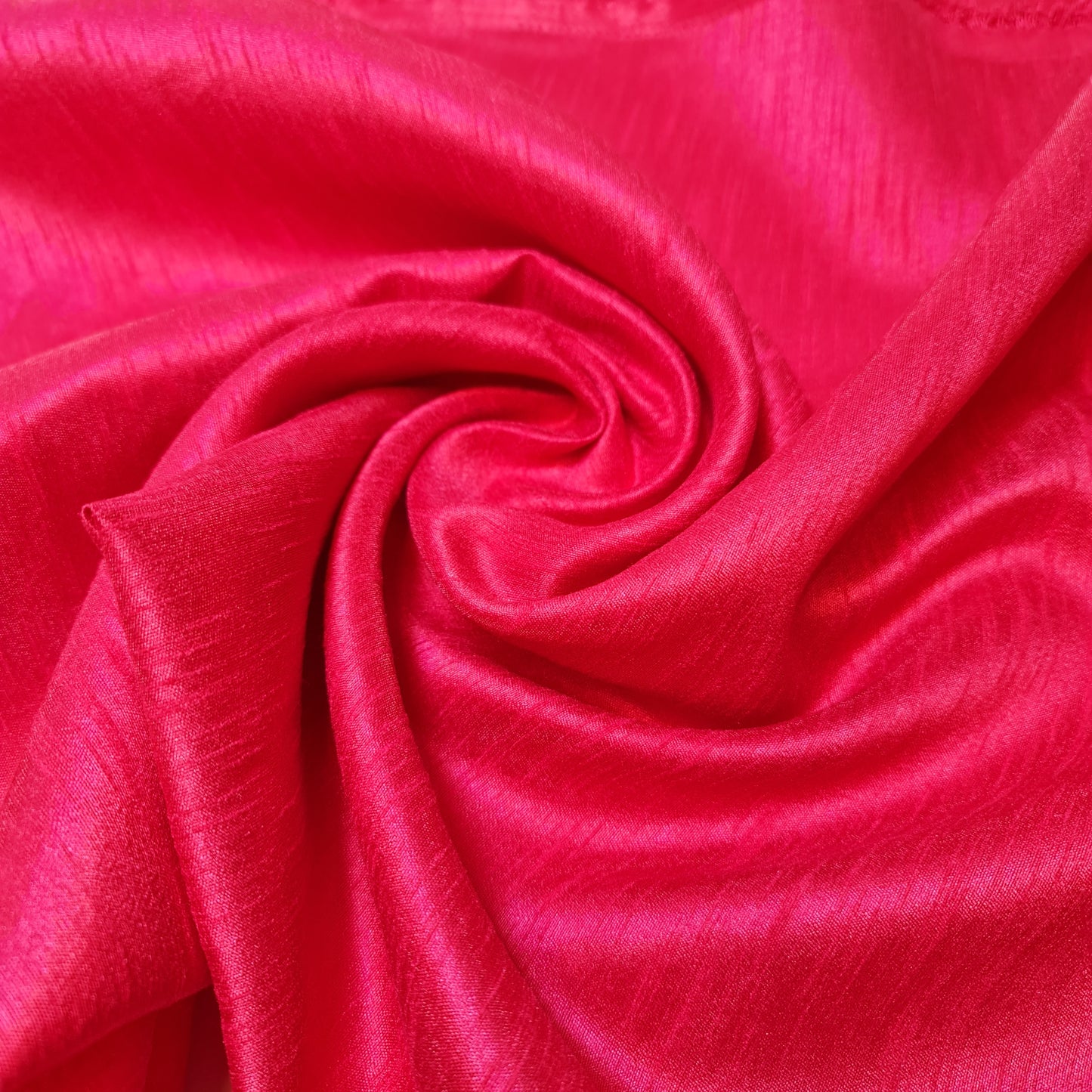 Plain Poly Faux Dupion Raw Silk Satin Finish Dress Craft Patchwork Fabric 44" (Cerise)