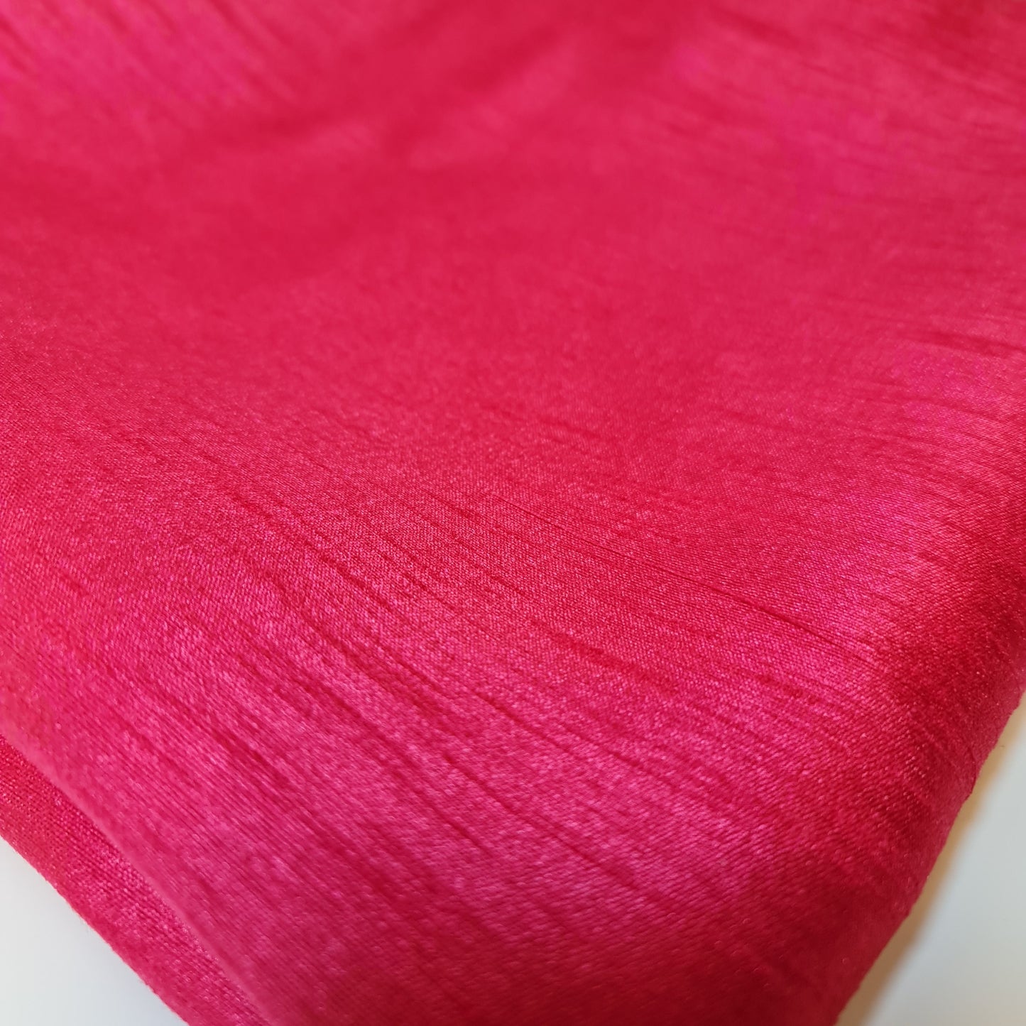 Plain Poly Faux Dupion Raw Silk Satin Finish Dress Craft Patchwork Fabric 44" (Cerise)