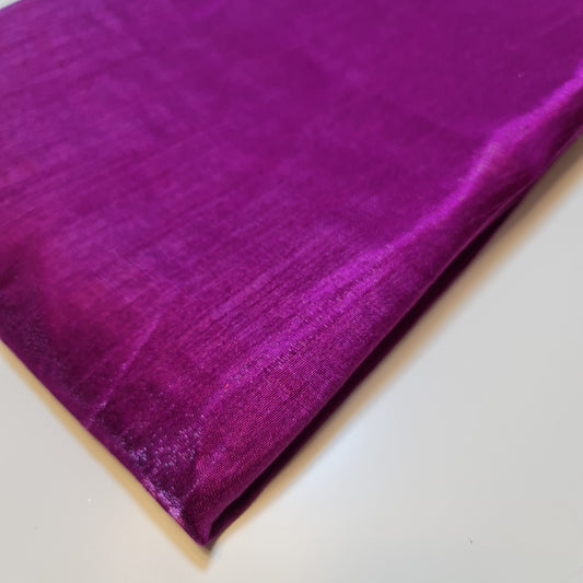 Plain Poly Faux Dupion Raw Silk Satin Finish Dress Craft Patchwork Fabric 44" (Magenta)