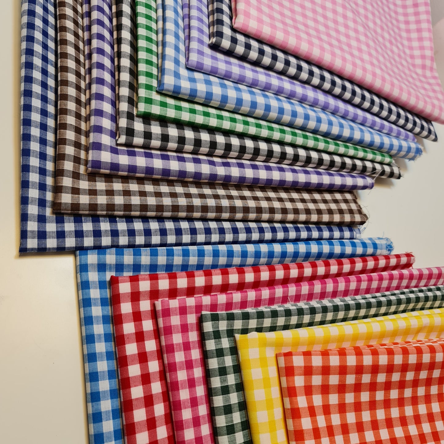 Polycotton Fabric 1/4" Gingham Check Material Dress Craft Uniform Checked 112cm (Kingfisher)