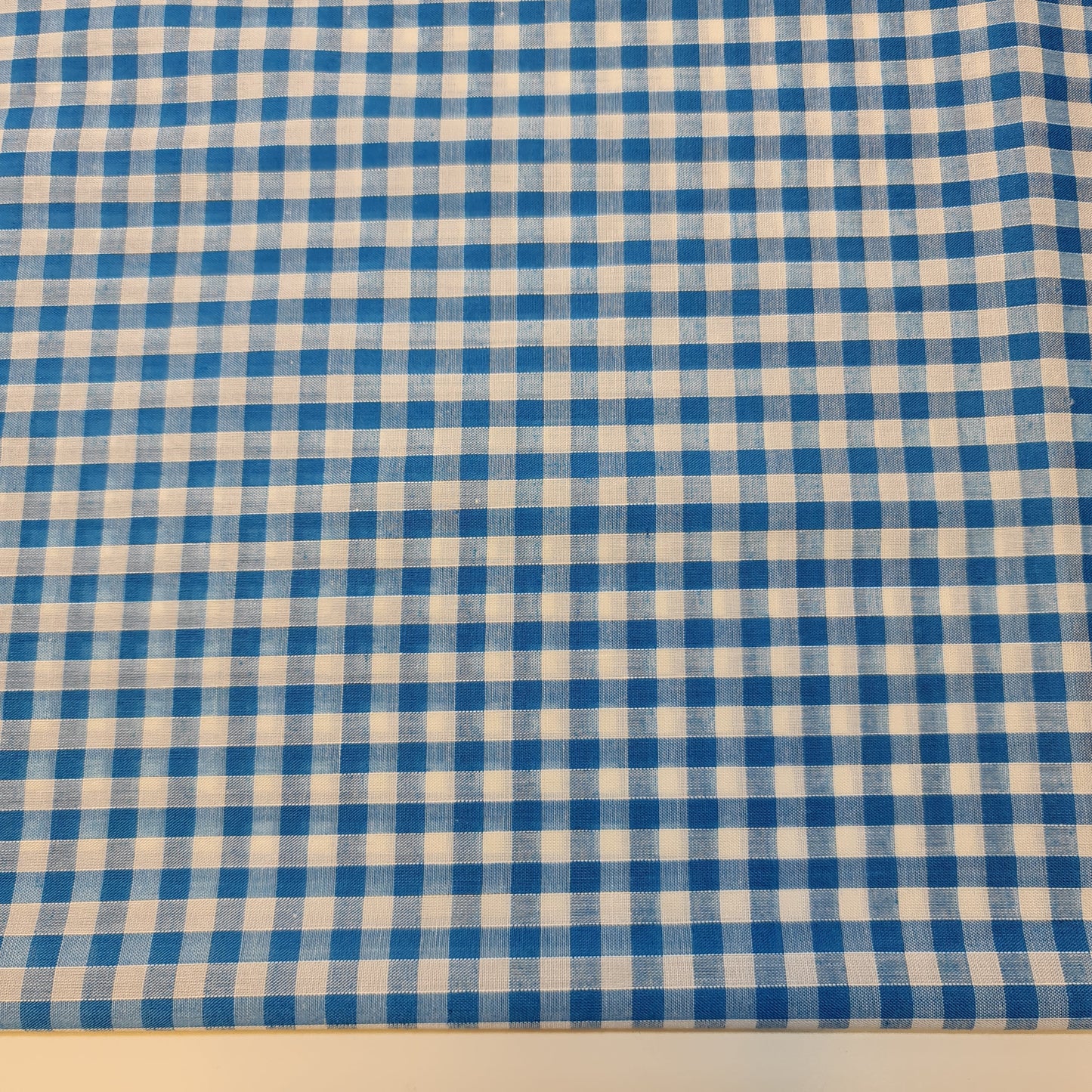 Polycotton Fabric 1/4" Gingham Check Material Dress Craft Uniform Checked 112cm (Kingfisher)