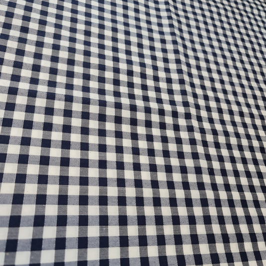 Polycotton Fabric 1/4" Gingham Check Material Dress Craft Uniform Checked 112cm (Navy)