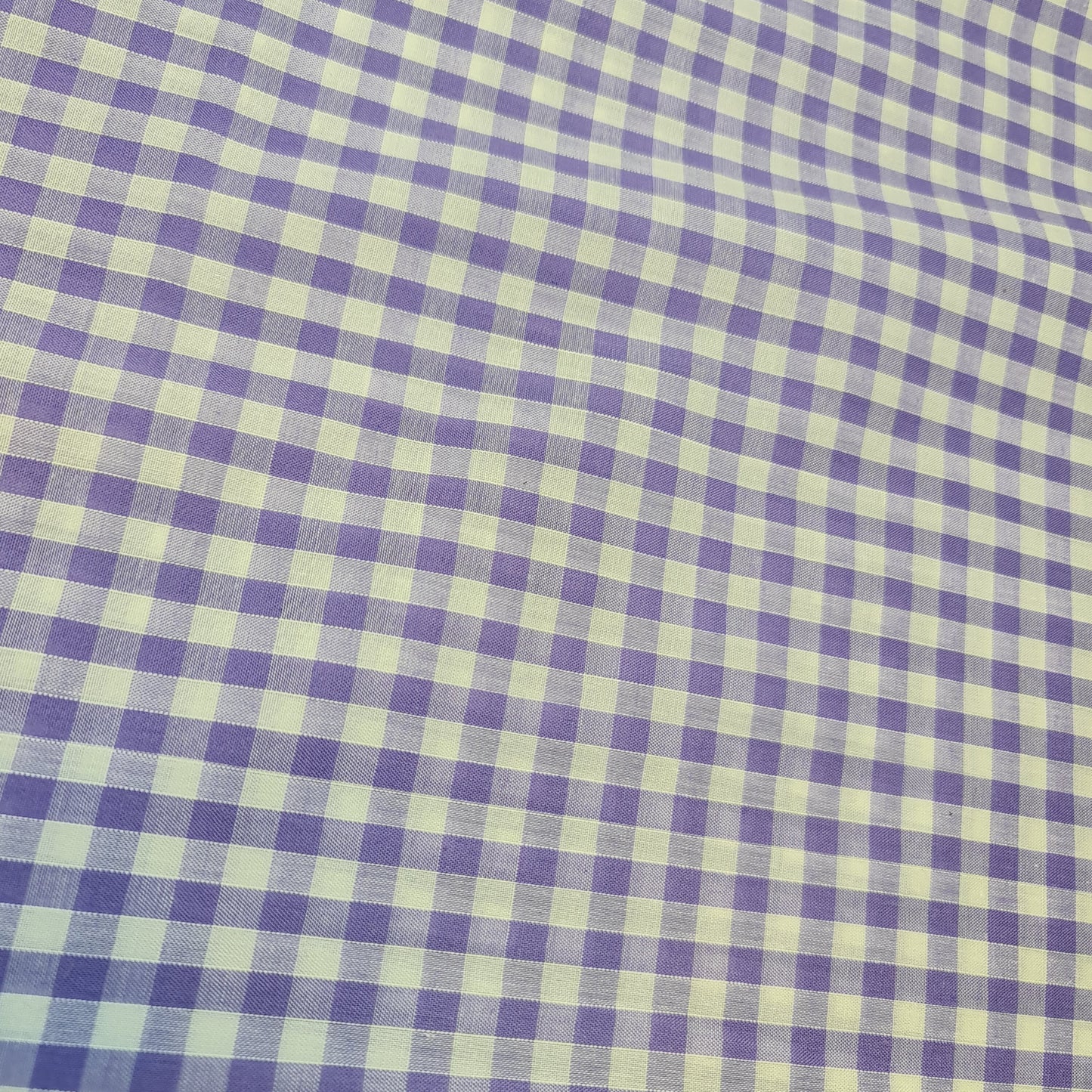 Polycotton Fabric 1/4" Gingham Check Material Dress Craft Uniform Checked 112cm (Lilac)