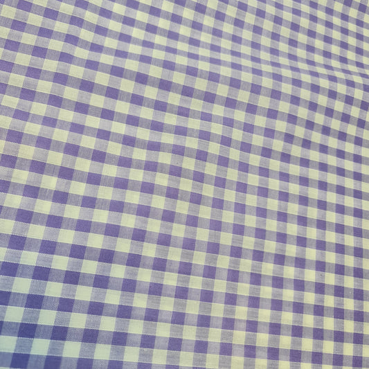 Polycotton Fabric 1/4" Gingham Check Material Dress Craft Uniform Checked 112cm (Lilac)