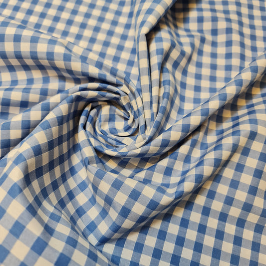 Polycotton-Stoff, 1/4 Zoll, Gingham-Karomuster, Material für Kleider, Bastelarbeiten, Uniformen, kariert, 112 cm (Hellblau)