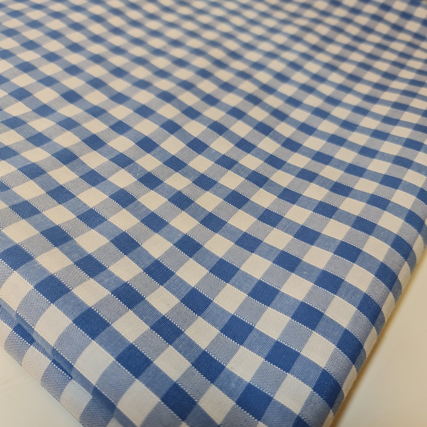 Polycotton Fabric 1/4" Gingham Check Material Dress Craft Uniform Checked 112cm (Pale Blue)