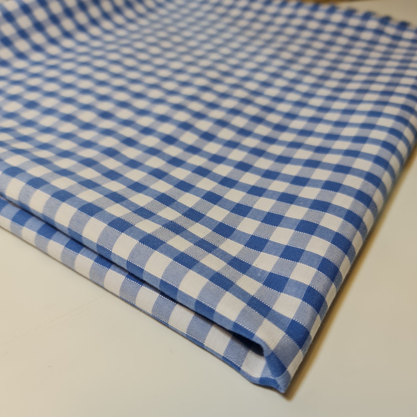 Polycotton Fabric 1/4" Gingham Check Material Dress Craft Uniform Checked 112cm (Pale Blue)