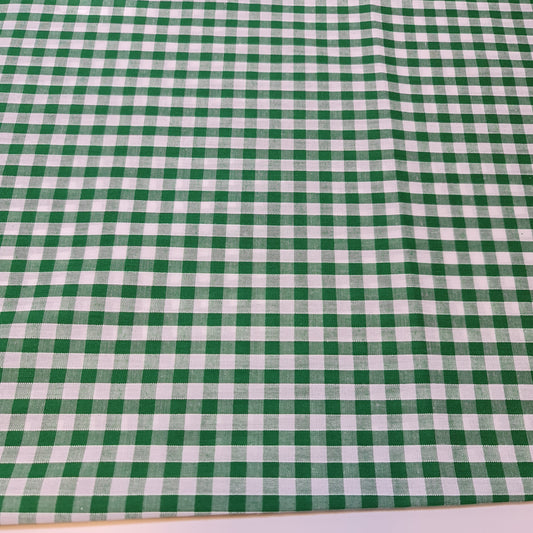 Polycotton Fabric 1/4" Gingham Check Material Dress Craft Uniform Checked 112cm (Emerald Green)