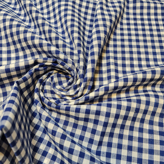 Polycotton Fabric 1/4" Gingham Check Material Dress Craft Uniform Checked 112cm (Royal Blue)