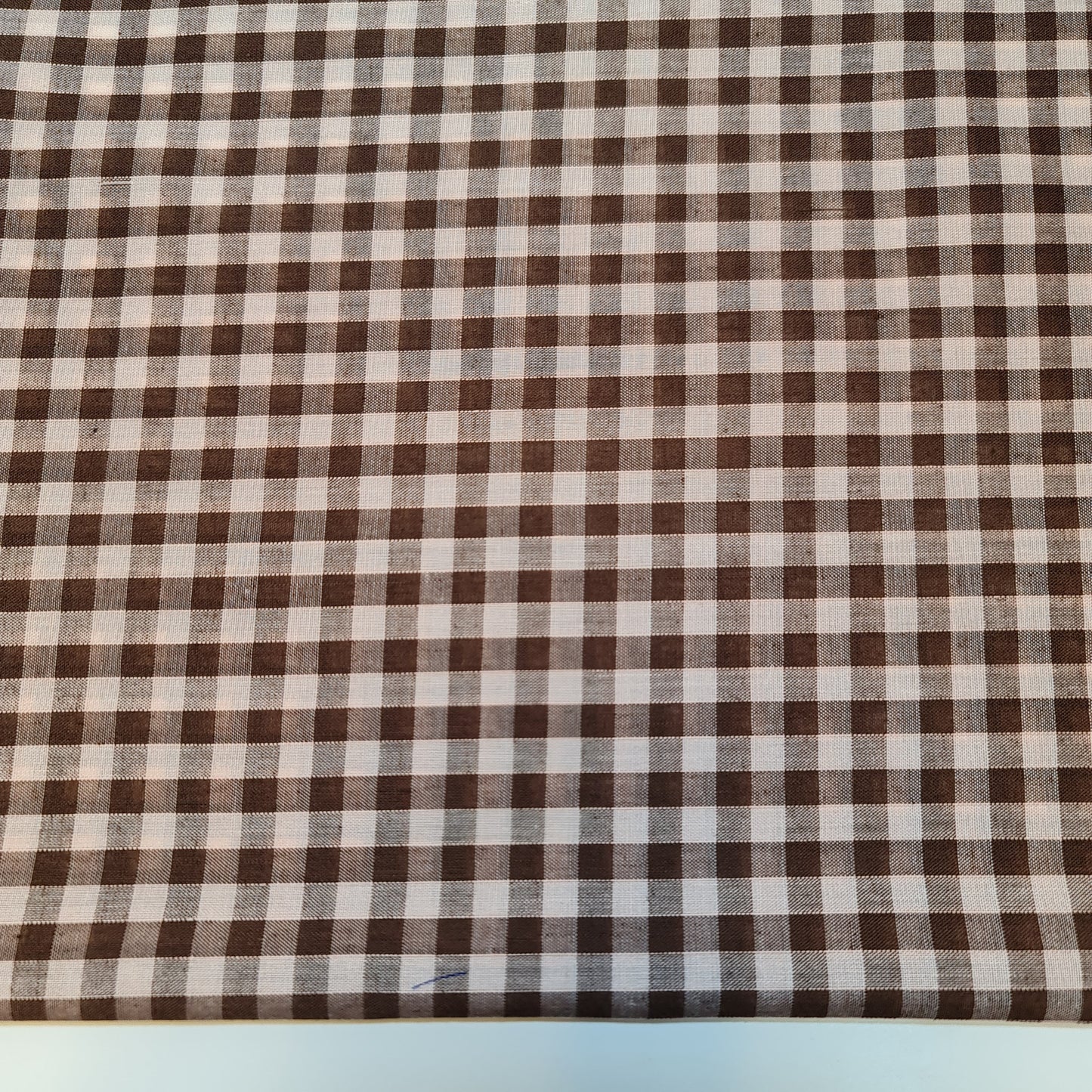 Polycotton Fabric 1/4" Gingham Check Material Dress Craft Uniform Checked 112cm (Brown)