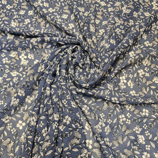 Weicher Poly-Crêpe-Kleiderstoff mit sommerlichem Blumendruck, 147,3 cm, Meterware (Design 4)