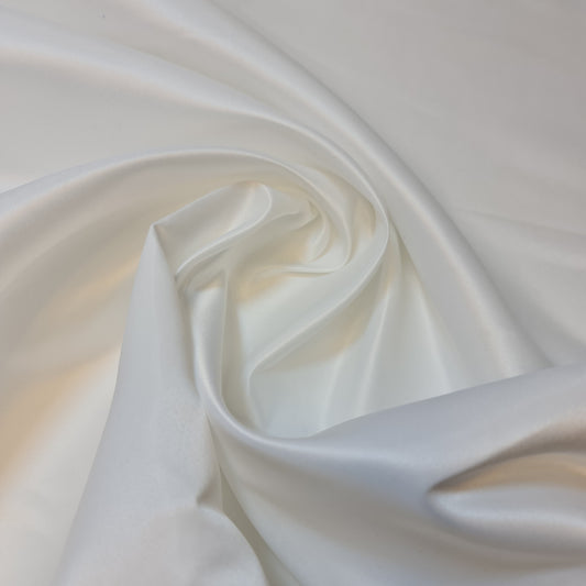 Premium Dull Duchess Bridal Satin Fabric Bridal Dress Prom Material Crepe Back (White)