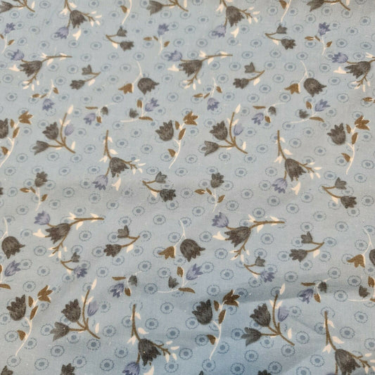 Sky Vintage Floral Printed Polycotton Soft Dress Craft Fabric 58" By The Meter