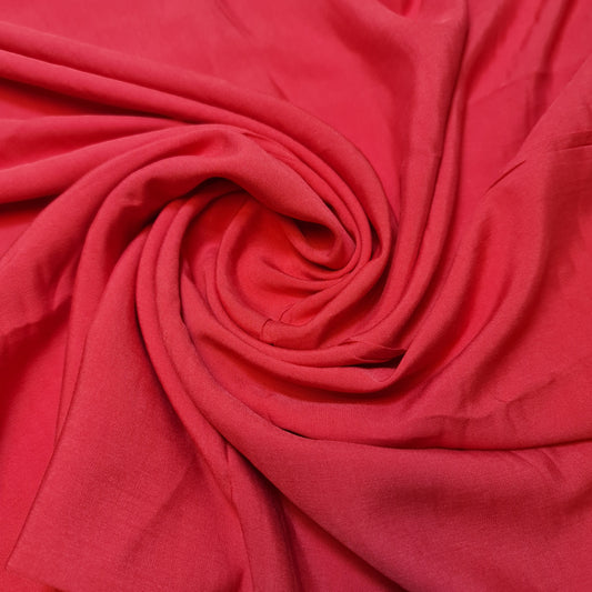 Poly Viscose/Cotton Plain Fabric Non Stretch Dress Craft Material 58" Meter (Red)