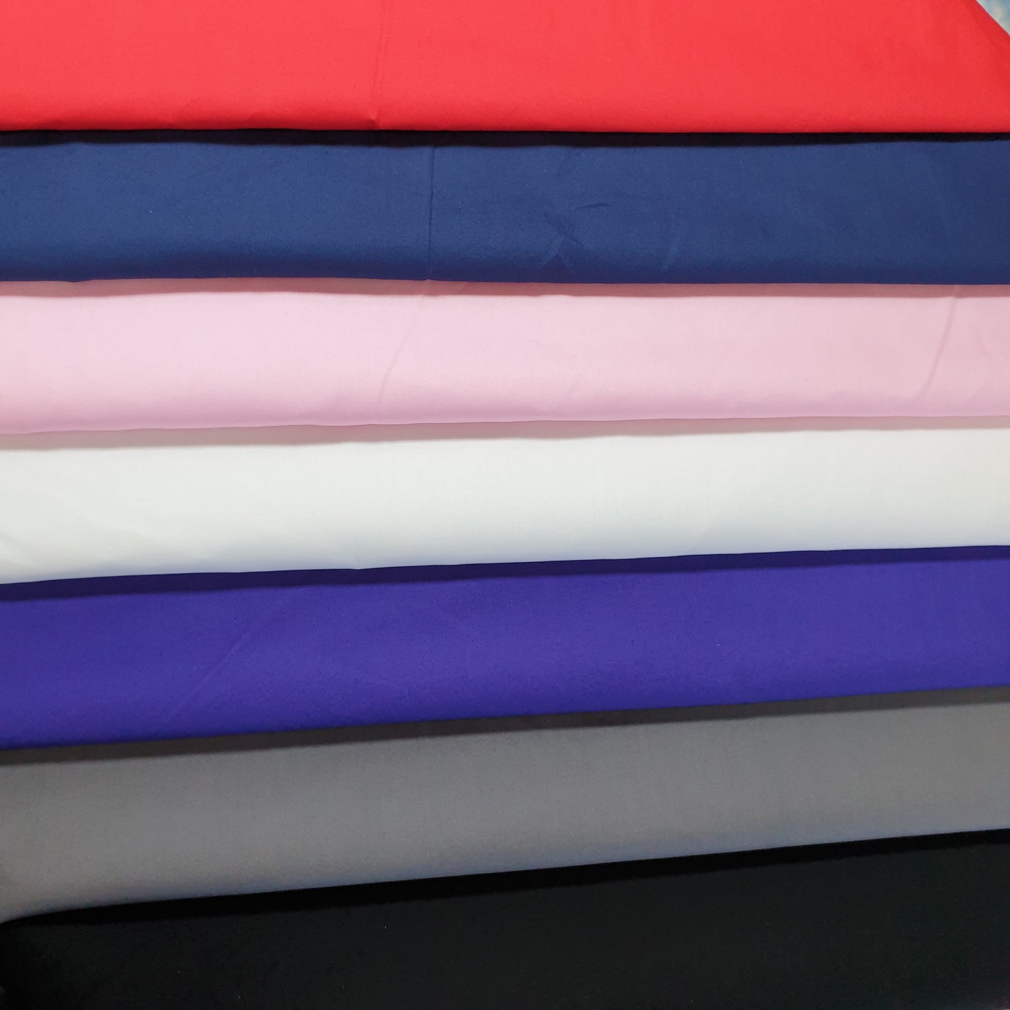 100% Cotton Plain Colours Woven Poplin Fabric Dress Material Crafts Quilting 58" (White)