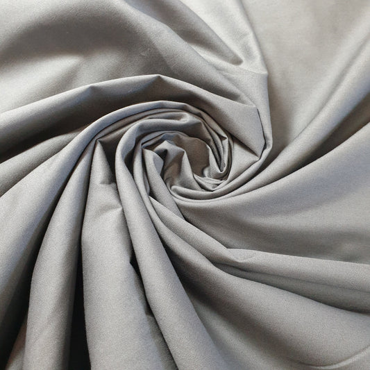 100% Cotton Plain Colours Woven Poplin Fabric Dress Material Crafts Quilting 58" (Grey)