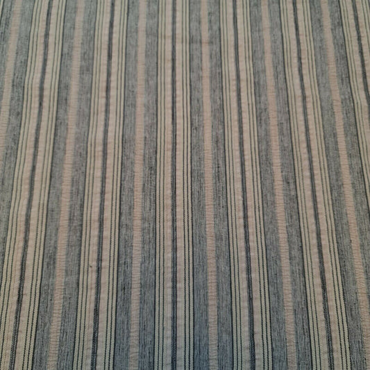 Cord 100% Cotton Stripe Jacquard Non Stretch Craft Dress Upholstery Fabric 58" (Beige Base)