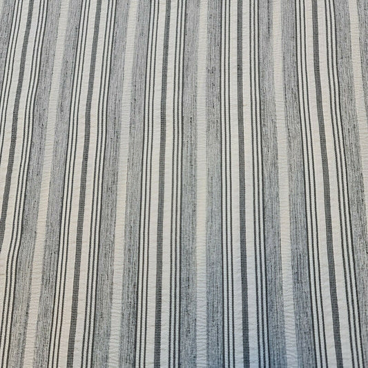 Cord 100% Cotton Stripe Jacquard Non Stretch Craft Dress Upholstery Fabric 58" (White Base)