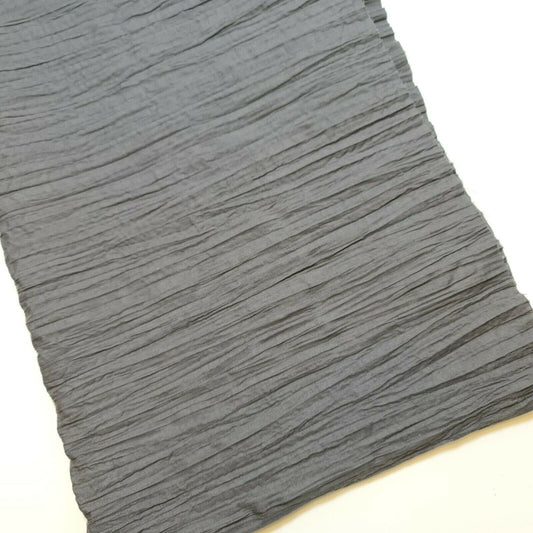Creased Crinkle 100% Cotton Plain Boho Fabric Material Crushed Craft Dress 55" (Grey)