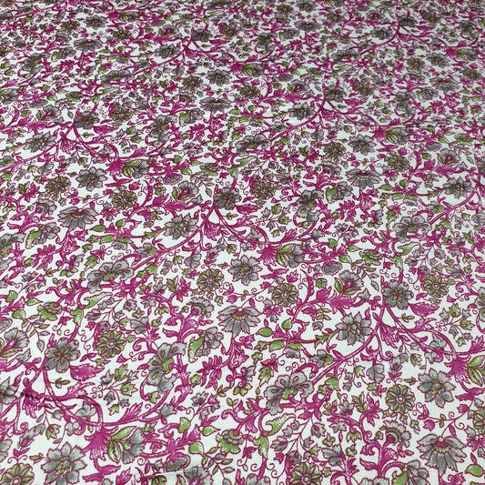 Floral Silk Satin Printed Dress Drape Fabric Material 58" By The Meter d#2 (Colour 2)