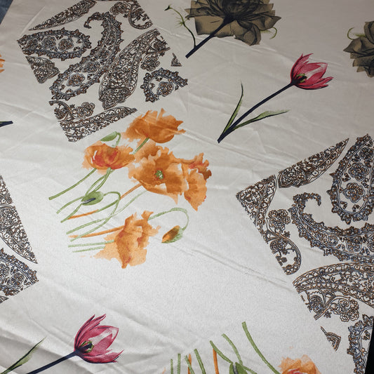 Floral Printed Satin Fabric 58" Wide – By the Meter, Dress & Draping Material