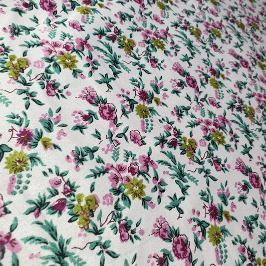 Floral Silk Satin Printed Dress Drape Fabric Material 58" By The Meter d#3 (Colour 1)
