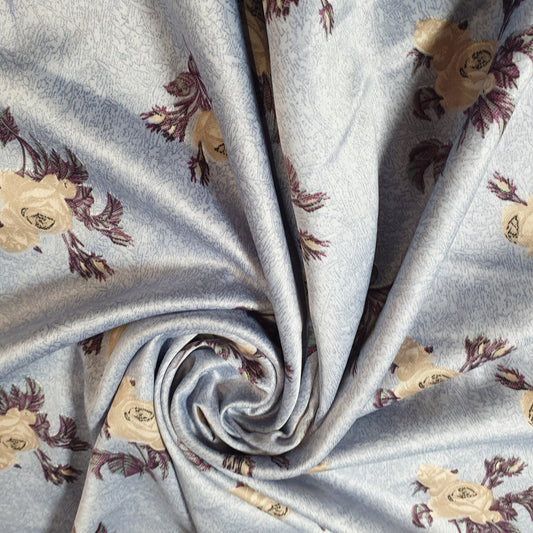 Blumenmuster, bedruckter Seidensatin, Kleiderstoff, 147,3 cm, Meterware (Farbe 4)